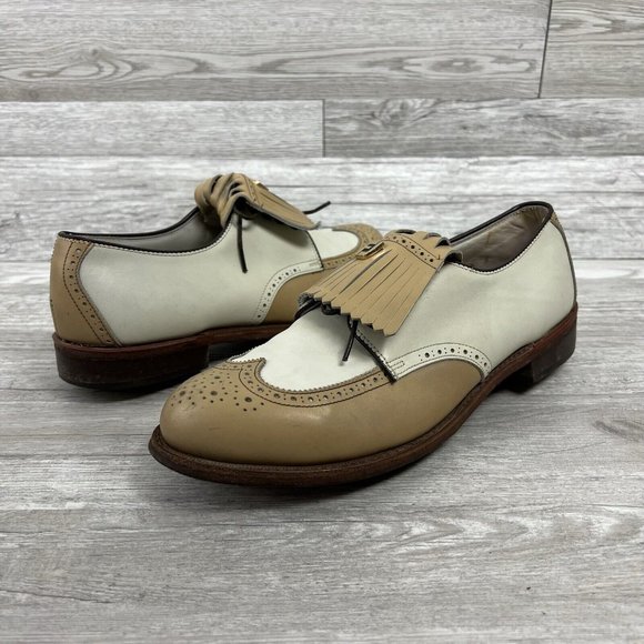 Foot Joy Shoes Vintage Footjoy Fjs White Beige Leather Kiltie Golf